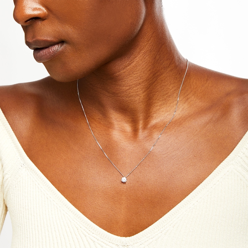 Main Image 2 of 0.50 CT. Certified Diamond Solitaire Pendant in 14K White Gold (J/I3) – 19"