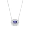 Thumbnail Image 1 of Vera Wang Love Collection Oval Blue Sapphire and 0.20 CT. T.W. Diamond Frame Necklace in 10K White Gold - 19"