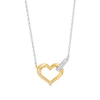 Thumbnail Image 1 of 0.09 CT. T.W. Diamond Linked Open Heart Necklace in Sterling Silver and 10K Gold