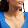 Thumbnail Image 2 of 0.09 CT. T.W. Diamond Linked Open Heart Necklace in Sterling Silver and 10K Gold