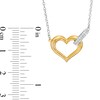 Thumbnail Image 3 of 0.09 CT. T.W. Diamond Linked Open Heart Necklace in Sterling Silver and 10K Gold