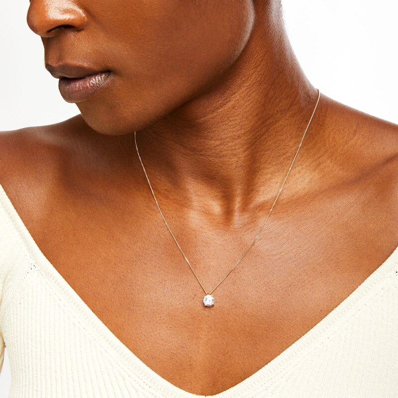 Main Image 2 of 1.00 CT. Certified Diamond Solitaire Pendant in 14K Gold (J/I3) – 19"