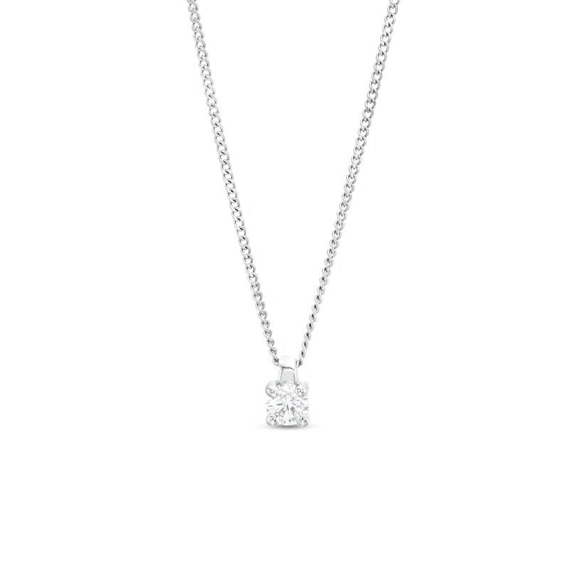 Main Image 1 of 0.10 CT. Diamond Solitaire Pendant in 14K White Gold (J/I3) – 19"