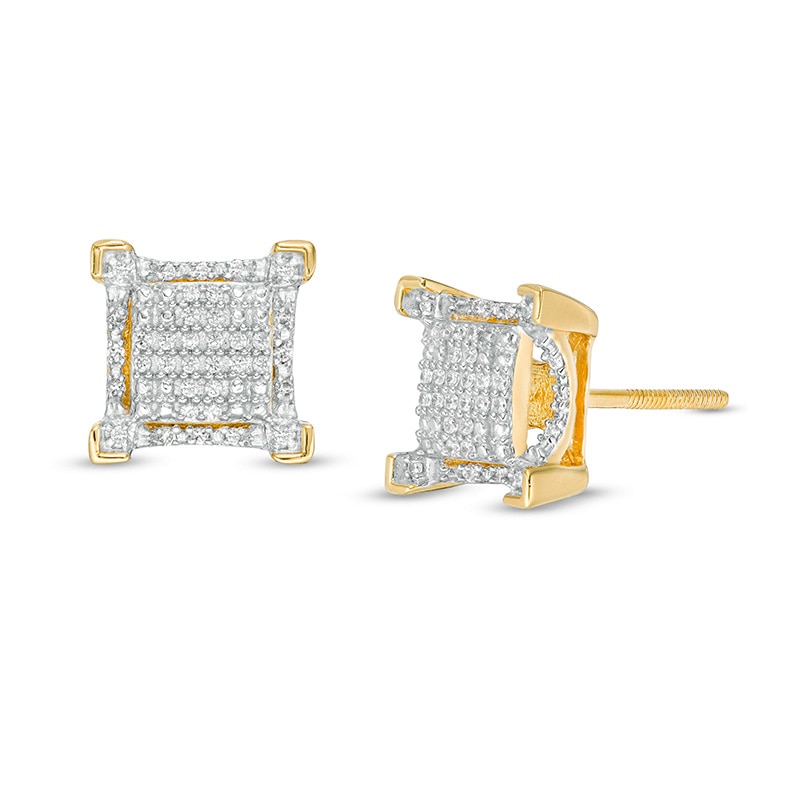 0.18 CT. T.W. Square Composite Diamond Gothic-Style Frame Stud Earrings in 10K Gold
