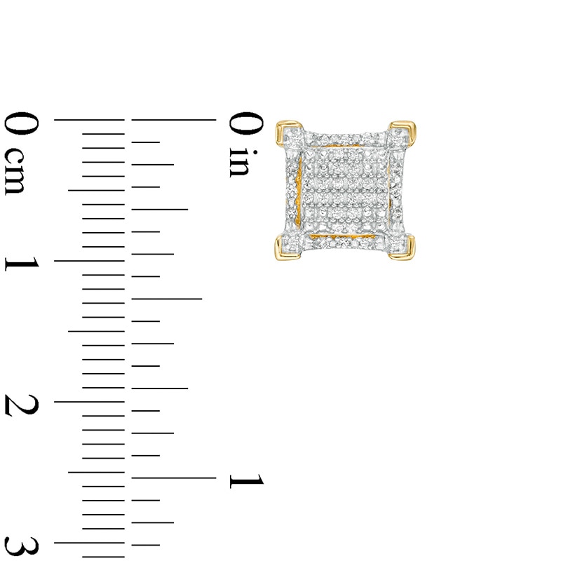 0.18 CT. T.W. Square Composite Diamond Gothic-Style Frame Stud Earrings in 10K Gold
