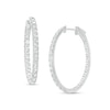 Thumbnail Image 0 of 3.00 CT. T.W. Certified Lab-Created Diamond Oval Hoop Earrings in 14K White Gold (F/SI2)