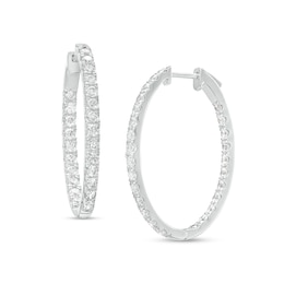 3.00 CT. T.W. Certified Lab-Grown Diamond Oval Hoop Earrings in 14K White Gold (F/SI2)