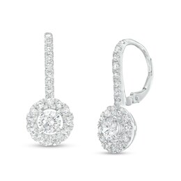 2.00 CT. T.W. Certified Lab-Created Diamond Frame Drop Earrings in 14K White Gold (F/SI2)