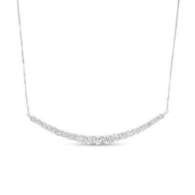 2.00 CT. T.W. Certified Lab-Created Diamond Graduated Curved Necklace in 14K White Gold (F/SI2)