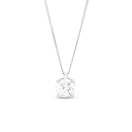 1.00 CT. Certified Diamond Solitaire Pendant in 14K White Gold (J/I3) – 19&quot;