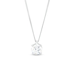1.00 CT. Certified Diamond Solitaire Pendant in 14K White Gold (J/I3) – 19"
