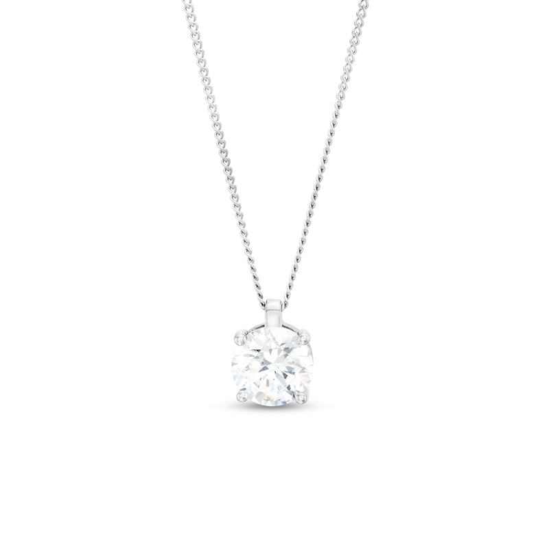 Main Image 1 of 1.00 CT. Certified Diamond Solitaire Pendant in 14K White Gold (J/I3) – 19"
