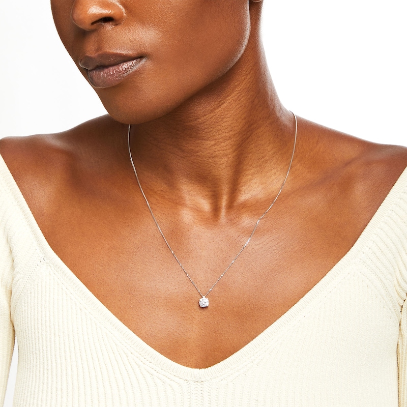 Main Image 2 of 1.00 CT. Certified Diamond Solitaire Pendant in 14K White Gold (J/I3) – 19"