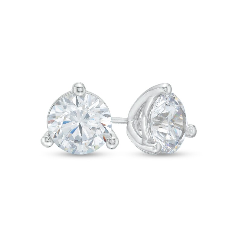 Main Image 1 of 3.00 CT. T.W. Certified Canadian Diamond Solitaire Stud Earrings in 14K White Gold (I/I2)