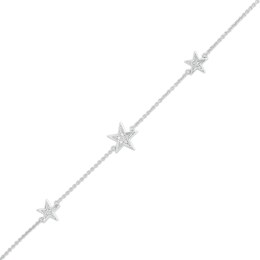 0.04 CT. T.W. Diamond Star Bracelet in Sterling Silver – 7.5&quot;
