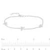 Thumbnail Image 3 of 0.04 CT. T.W. Diamond Star Bracelet in Sterling Silver – 7.5"