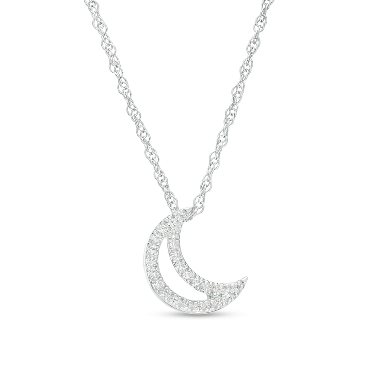 0.23 CT. T.W. Diamond Moon Pendant in Sterling Silver|Peoples Jewellers