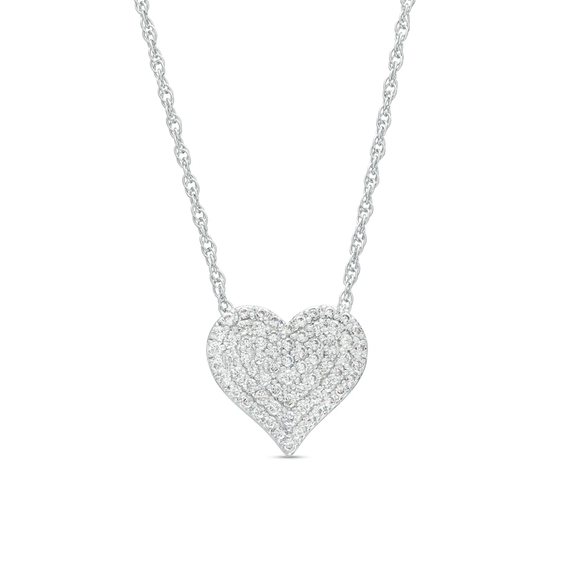 Main Image 1 of 0.23 CT. T.W. Multi-Diamond Heart Necklace in Sterling Silver