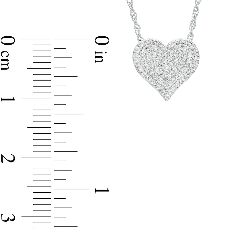 Main Image 3 of 0.23 CT. T.W. Multi-Diamond Heart Necklace in Sterling Silver