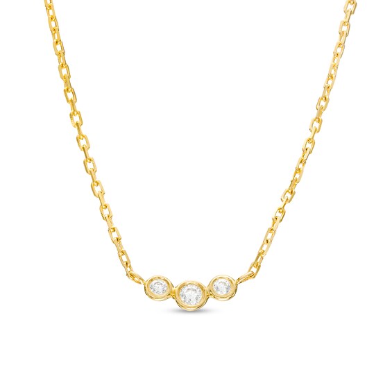 Diamond Accent Dainty Three Stone Necklace in 10K Gold – 16.25"