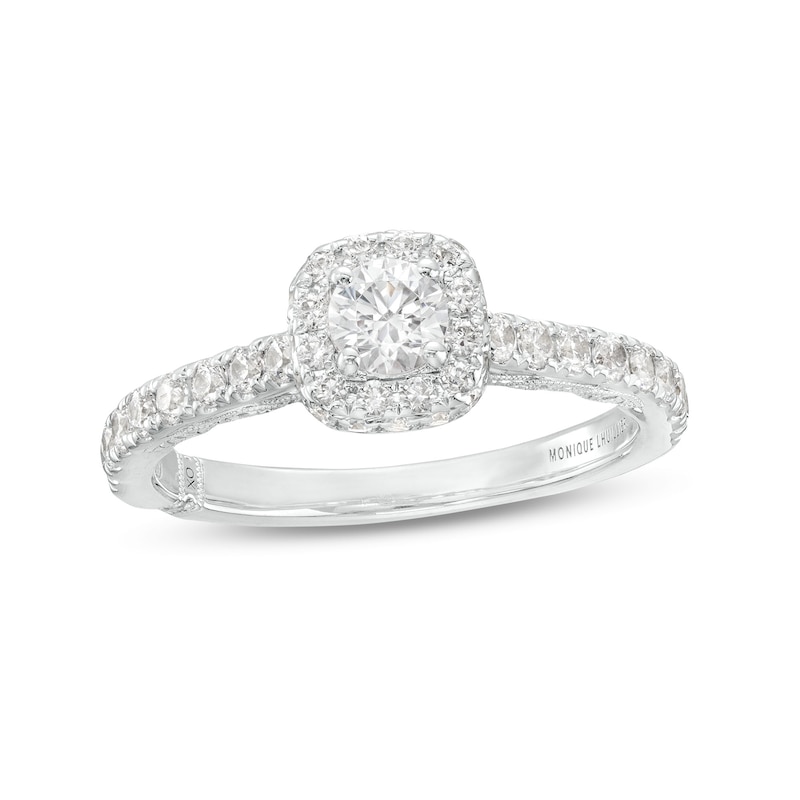 Monique Lhuillier Bliss 0.95 CT. T.W. Diamond Frame Vintage-Style Engagement Ring in 18K White Gold