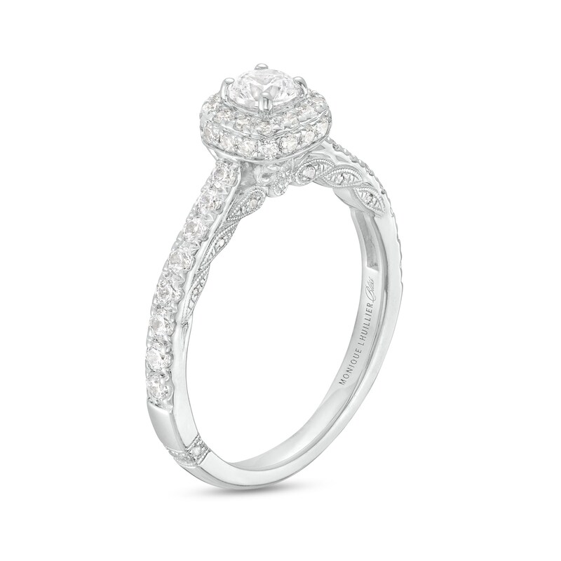 Monique Lhuillier Bliss 0.95 CT. T.W. Diamond Frame Vintage-Style Engagement Ring in 18K White Gold