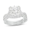 Thumbnail Image 1 of Monique Lhuillier Bliss 1.63 CT. T.W. Diamond Floral Frame Twist Shank Bridal Set in 18K White Gold