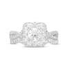 Monique Lhuillier Bliss 1.63 CT. T.W. Diamond Floral Frame Twist Shank Bridal Set in 18K White Gold