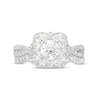 Thumbnail Image 4 of Monique Lhuillier Bliss 1.63 CT. T.W. Diamond Floral Frame Twist Shank Bridal Set in 18K White Gold