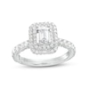 Thumbnail Image 1 of Monique Lhuillier Bliss 1.29 CT. T.W. Emerald-Cut Diamond Double Frame Engagement Ring in 18K White Gold