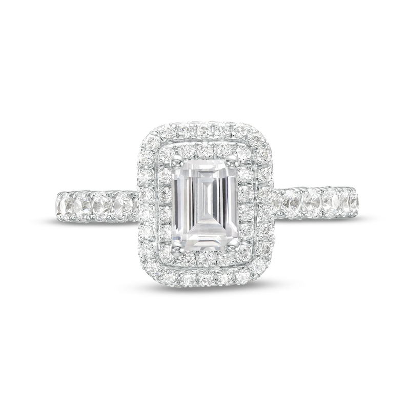 Monique Lhuillier Bliss 1.29 CT. T.W. Emerald-Cut Diamond Double Frame Engagement Ring in 18K White Gold