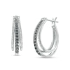 Thumbnail Image 1 of 0.50 CT. T.W. Black and White Diamond Triple Row Hoop Earrings in Sterling Silver