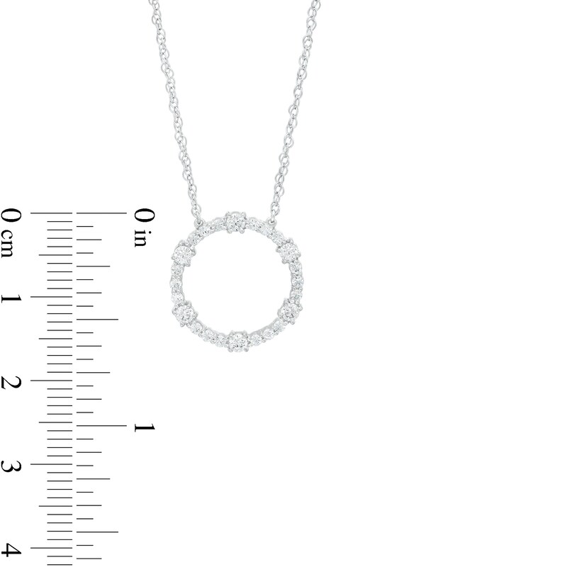 0.50 CT. T.W. Diamond Circle Outline Necklace in 10K White Gold|Peoples Jewellers