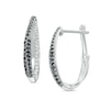 Thumbnail Image 1 of 0.40 CT. T.W. Black and White Diamond Double Row Hoop Earrings in Sterling Silver