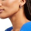 Thumbnail Image 2 of 0.40 CT. T.W. Black and White Diamond Double Row Hoop Earrings in Sterling Silver