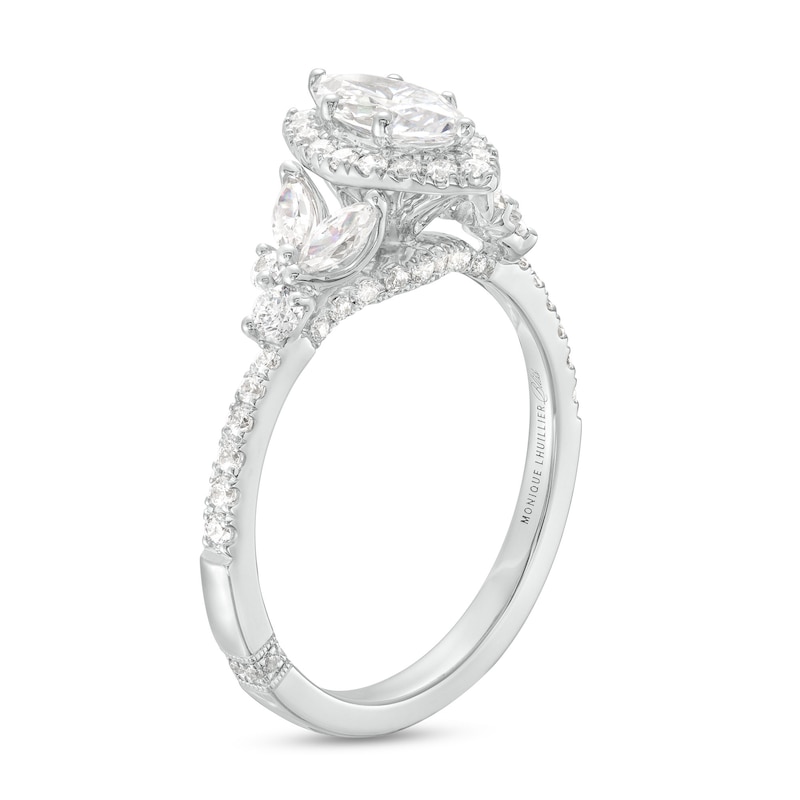 Main Image 3 of Monique Lhuillier Bliss 1.23 CT. T.W. Marquise Diamond Frame Floral-Sides Engagement Ring in 18K White Gold