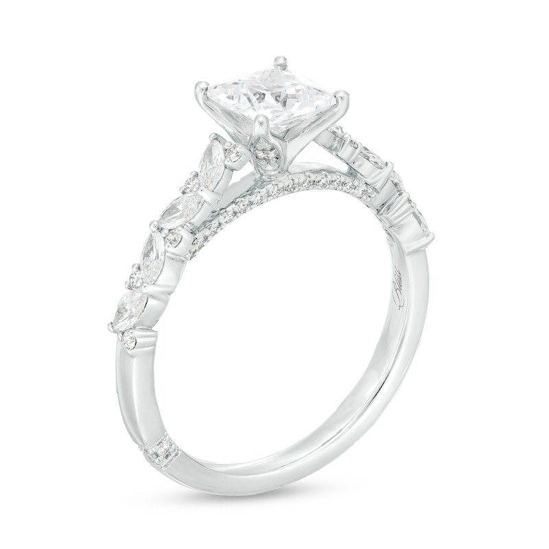 Monique Lhuillier Bliss 1.45 CT. T.W. Princess-Cut Diamond Alternating Shank Engagement Ring in 18K White Gold