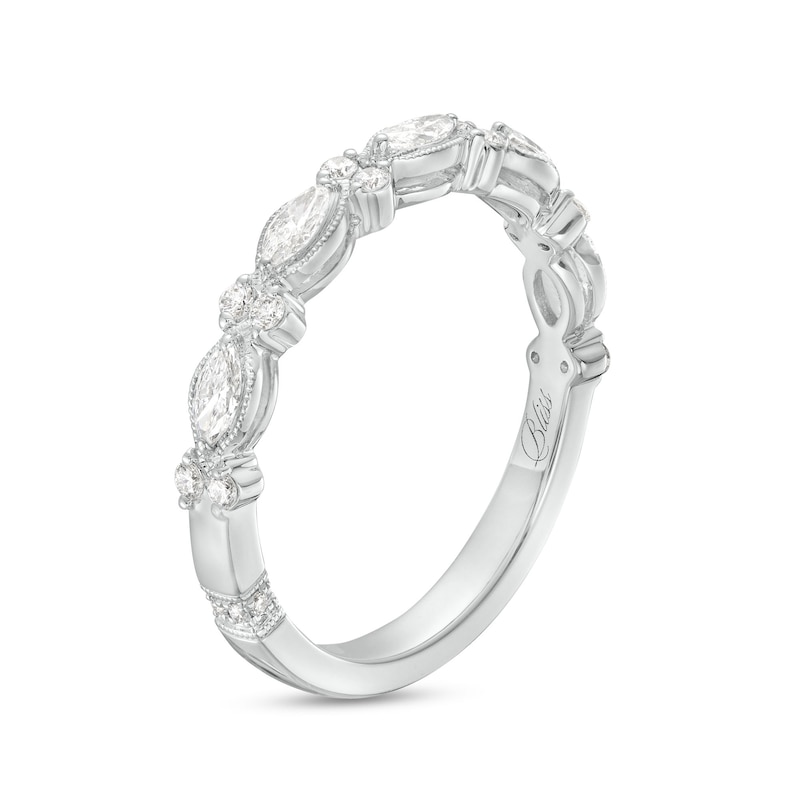 Main Image 3 of Monique Lhuillier Bliss 0.45 CT. T.W. Marquise and Round Diamond Vintage-Style Anniversary Band in 18K White Gold