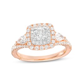 Monique Lhuillier Bliss 1.29 CT. T.W. Diamond Cushion-Shaped Double Frame Engagement Ring in 18K Rose Gold