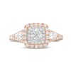Thumbnail Image 4 of Monique Lhuillier Bliss 1.29 CT. T.W. Diamond Cushion-Shaped Double Frame Engagement Ring in 18K Rose Gold