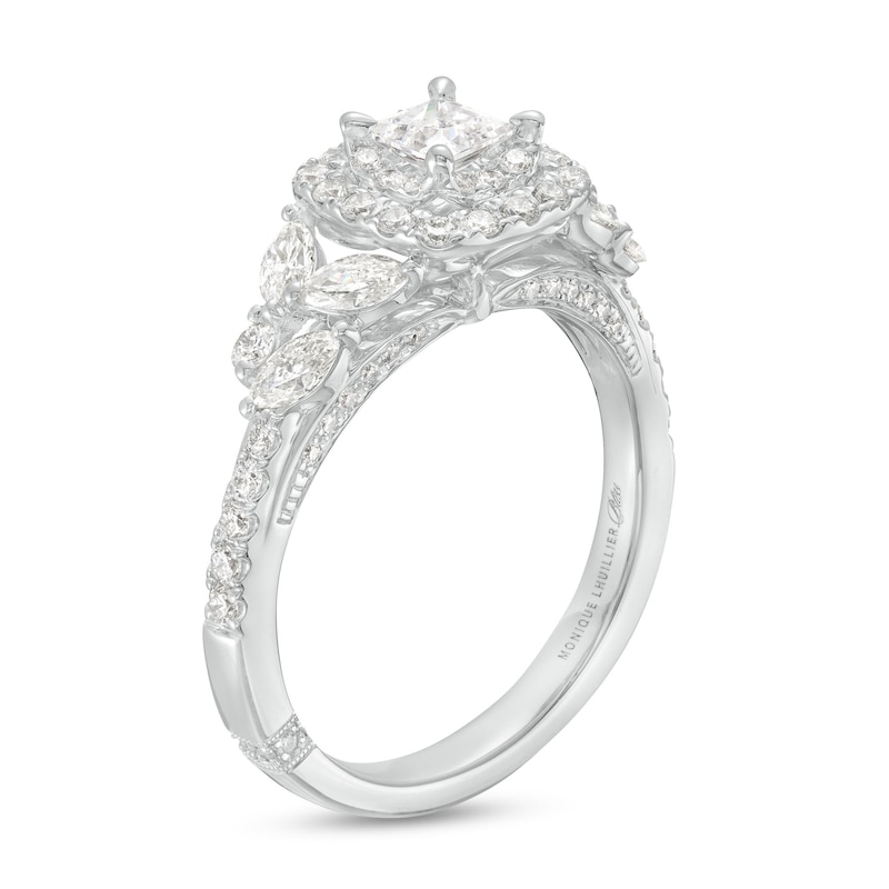 Monique Lhuillier Bliss 1.29 CT. T.W. Princess-Cut Diamond Double Frame Engagement Ring in 18K White Gold