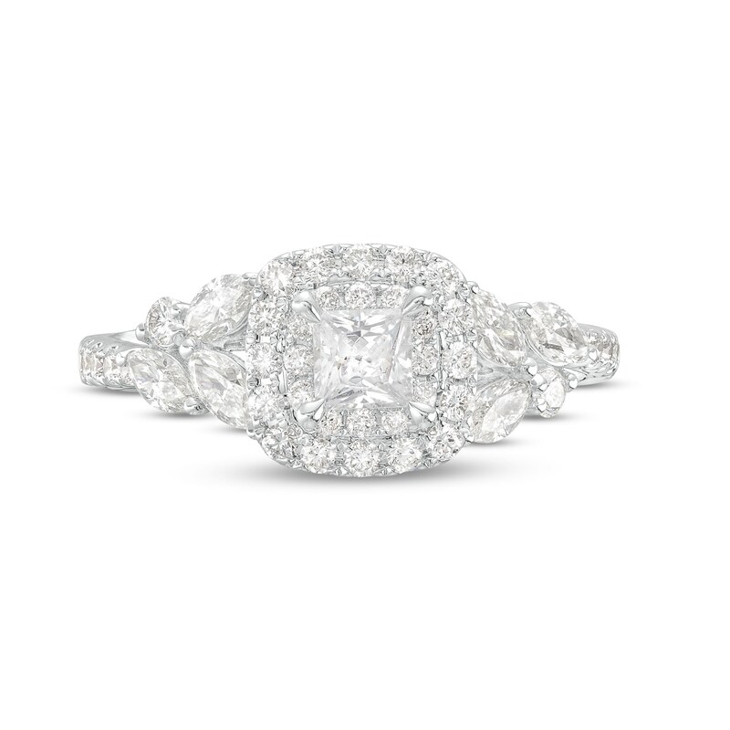 Monique Lhuillier Bliss 1.29 CT. T.W. Princess-Cut Diamond Double Frame Engagement Ring in 18K White Gold