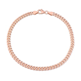 4.4mm Curb Chain Anklet in Sterling Silver with Rose-Tone Flash Plate - 9"