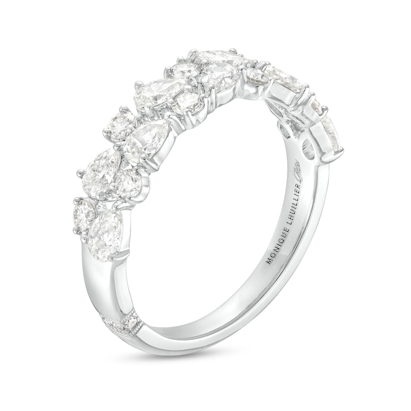 Main Image 3 of Monique Lhuillier Bliss 1.23 CT. T.W. Pear-Shaped and Round Diamond Vintage-Style Anniversary Band in 18K White Gold