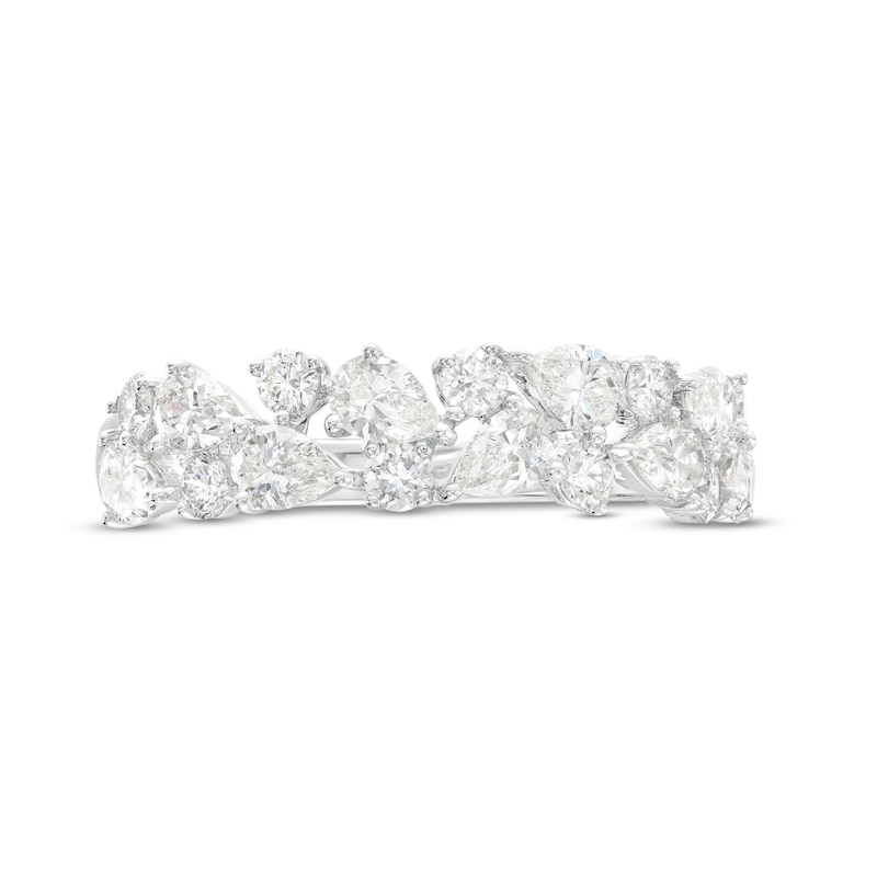 Main Image 4 of Monique Lhuillier Bliss 1.23 CT. T.W. Pear-Shaped and Round Diamond Vintage-Style Anniversary Band in 18K White Gold