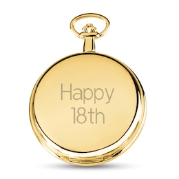 Men's Charles-Hubert Engravable Pocket Watch with White Skeleton Dial (8 Lines)