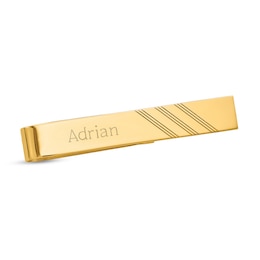 Men's Engravable Grooved Tie Bar in 14K Gold (1-2 Lines)