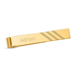 Men's Engravable Grooved Tie Bar in 14K Gold (1-2 Lines)