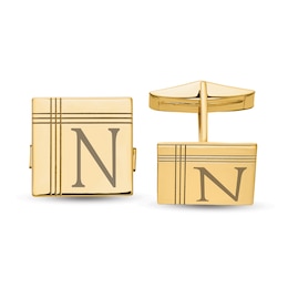 Men's Engravable Square Lined Edge Cuff Links (1-3 Initials)