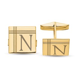 Men's Engravable Square Lined Edge Cuff Links (1-3 Initials)